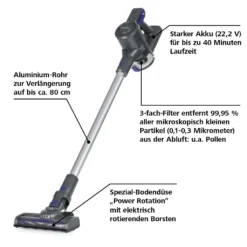 CLEANmaxx Akku-Zyklon-Staubsauger - 3-fach-Filter - Anthrazit/blau -Reinigungsgeräte Laden 03ca5f7b42d73f0ee1a50f6c76a17656