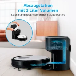 MEDION Saugroboter Mit Absaugstation S40 (2000Pa, Intelligente Navigation, Alexa Roboterstaubsauger Für Hartböden Fliesen Laminat, Teppicherkennung, Tierhaar Optimiert, HEPA14 Filter, Fernbedienung) -Reinigungsgeräte Laden 0677faf4920fc66a981cac5c99c18105