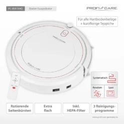 ProfiCare ® Saugroboter Reinigt Selbstständig Alle Räume, Staubsauger Roboter Mit Fernbedienung, Vacuum Cleaner, HEPA-Filter Und 3 Reinigungsprogrammen, Mit Treppenerkennung - PC-BSR 3042 -Reinigungsgeräte Laden 1080840b719eb30a5ff865e231037a9c