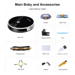 LIECTROUX C30B Automatischer Roboter-Staubsauger 5000Pa Starke Saugleistung Intelligente Dynamische Navigation APP-Fernbedienung Intelligentes Nasswischen Sprachsteuerung Kompatibel Mit Alexa Google Assistant -Reinigungsgeräte Laden 13e3fe1e68e4051fcafcb5537604217a