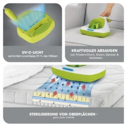 CLEANmaxx Milben-Handstaubsauger Kompakt Mit UV-C Licht - Weiß/limegreen -Reinigungsgeräte Laden 1d4021c2e0a7d9980453b470107a5a14