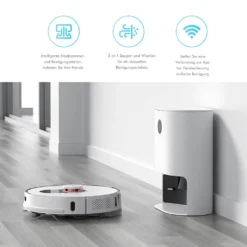 Roidmi EVE Plus Roboter Staubsauger Nass-Trocken-Saugroboter,50 Watt,2700pa Mit Sauberer Basis Und Beutel,Weiß -Reinigungsgeräte Laden 1f416ba0c4b08709b3a40260c2eafd8f