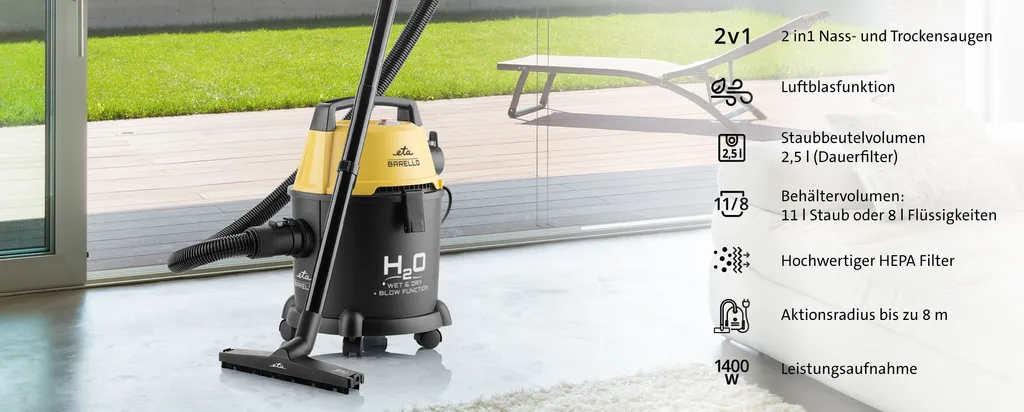 ETA Nass-Trocken-Sauger BARELLO ETA422290000, 1400 Watt, beutellos, Staubbeutelvolumen 2,5 l, HEPA Filter, Aktionsradius bis zu 8 m ETA Nass-Trocken-Sauger BARELLO ETA422290000, 1400 Watt, Beutellos, Staubbeutelvolumen 2,5 L, HEPA Filter, Aktionsradius Bis Zu 8 M -Reinigungsgeräte Laden 20dec857be8f49595f5273ce509b6e85