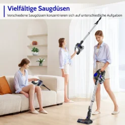 Akku Staubsauger, Kabellos, Beutellos, Akkusauger, Handstaubsauger Akku, Stabstaubsauger, Stielstaubsauger, Staubsauger Tierhaare, Teppich, Parkett, 25,000 Pa 5-in-1, Bis Zu 50 Min Laufzeit Mit LED Elektrobürste, Teleskoprohr, Wandhalterung -Reinigungsgeräte Laden 2286c1dce43312b28cb543fc982aebae