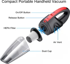 9000Pa Handstaubsauger Staubsauger Kabellos Akku Autosauger Nass/Trocken Funktion 120W Für Haus Und Auto - Rot -Reinigungsgeräte Laden 23cd8eddd04aebb9b9df50811f089593