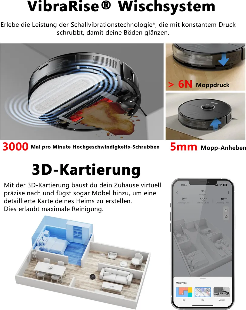 Roborock S8 Staubsauger Roboter 6000Pa mit DuoRoller-Bürste VibraRise Wischen 3D-Mapping 3D-Strukturiertes Licht LiDAR Kindersicherung APP Control Saugroboter (Schwarz) (Upgrade S7) Roborock S8 Staubsauger Roboter 6000Pa Mit DuoRoller-Bürste VibraRise Wischen 3D-Mapping 3D-Strukturiertes Licht LiDAR Kindersicherung APP Control Saugroboter (Schwarz) (Upgrade S7) -Reinigungsgeräte Laden 2c2fa3d2f7aae9a8ea2d65c42efba394