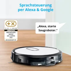 MEDION Saugroboter Mit Absaugstation S40 (2000Pa, Intelligente Navigation, Alexa Roboterstaubsauger Für Hartböden Fliesen Laminat, Teppicherkennung, Tierhaar Optimiert, HEPA14 Filter, Fernbedienung) -Reinigungsgeräte Laden 31892571a06860db4b4de08cb23abf2a