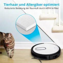 MEDION Saugroboter Mit Absaugstation S40 (2000Pa, Intelligente Navigation, Alexa Roboterstaubsauger Für Hartböden Fliesen Laminat, Teppicherkennung, Tierhaar Optimiert, HEPA14 Filter, Fernbedienung) -Reinigungsgeräte Laden 319bcbea277b2149bf216cbb211e599f