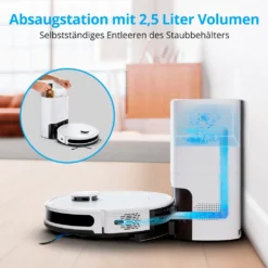 MEDION Saugroboter Mit Absaugstation Und Wischfunktion X20 SW+ (Lasernavigation, Starke 3000Pa Saugkraft, Alexa 2in1 Roboterstaubsauger, Präzise Kartenerstellung, Go & No Go Bereiche, Mehrere Etagen) -Reinigungsgeräte Laden 4647d1aebf123aa6884bc19c39754381
