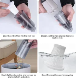 Hikeren 3 In 1 Handstaubsauger Akku, Kabelloser 7,4-V-Li-Ion-Akku-Staubsauger Mit Super-Saugwirkung, Nass- Und Trockensauger, Haus, Auto, Büro, Grau -Reinigungsgeräte Laden 4839df8c1c4de42312b69205e07916f0