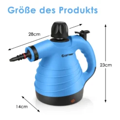 COSTWAY Dampfreiniger Inkl. 9 Zubehör, Handdampfreiniger, Dampfreinigen Handgerät 3 Bar / 250ml / 1050W / 4min Aufheizzeit/für Teppiche, Vorhänge, Autositze, Küche (Blau) -Reinigungsgeräte Laden 4b62268b6add5a81bc5dc6cb8fecea9c