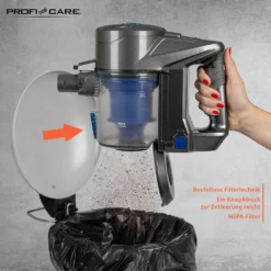 ProfiCare 2in1 Hand-und Bodenstaubsauger PC-BA 3036 A, Leistungsstarker 22,2 V Lithium Ionen Akku, HEPA-Filter, Spezialbürste Für Polster U. Textilien, Inkl. Wandhalterung, Anthrazit-blau -Reinigungsgeräte Laden 4f155ee0944ae6cd54668a4011107359