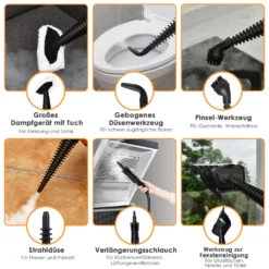 COSTWAY Dampfreiniger Inkl. 9 Zubehör, Handdampfreiniger, Dampfreinigen Handgerät 3 Bar / 250ml / 1050W / 4min Aufheizzeit/für Teppiche, Vorhänge, Autositze, Küche (Orange) -Reinigungsgeräte Laden 5882b3ac85b1bc3e4f9b769fd4b71f90