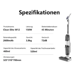 Redkey W12 Kabelloser Nass-und Trockensauger,72dB,Selbstreinigung,3-in-1 Waschsauger, Kehren Und Wischen Handstaubsauger(mit 3 Bürste) -Reinigungsgeräte Laden 721b1e74f20c90721eda01fb1f7fddf4