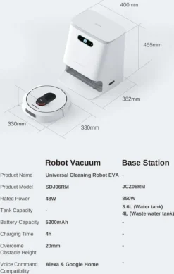 Roidmi Eva Mop Station Staubsauger 3200pa 2-in-1 Saug Und Wischroboter Mit Absaugstation, Mopp- Und Saugroboter, Automatisch Waschen Von Mopps -Reinigungsgeräte Laden 73a20f5a12314bb4072414ff69f4b9b3