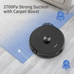 AIRROBO Saugroboter T10+ Saugroboter Mit Wischfunktion WLAN Staubsauger Roboter Mit Automatischer Absaugstation, Laser Navigation, Alexa-App-Steue Rung, 250Min Laufzeit, 2700Pa Saugkraft Für Tierhaare, Mit Beutel, 360° Kollisionsschutz - 23 Sätze Von Sensoren, Fall-Prävention -4 Sätze Von, Nidec Bürstenloser Motor, Niedriger Geräuschpegel - 62 DB (A), Großer Staubsaugerbehälter - 300ml -Reinigungsgeräte Laden 7925a287837b5752ff993ba4a76cce8c