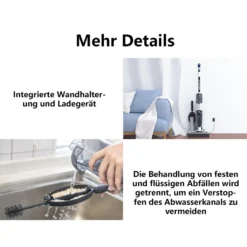 Redkey W12 Kabelloser Nass-und Trockensauger,72dB,Selbstreinigung,3-in-1 Waschsauger, Kehren Und Wischen Handstaubsauger(mit 3 Bürste) -Reinigungsgeräte Laden 880b20931212ab456c8b7a82448d1ea1