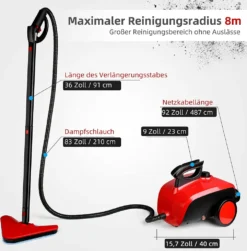 Dampfreiniger, Multifunktions-Dampfreiniger 1500W 1,5L Wassertank, 4,87m Netzkabel, Mit 18 Zubehörteilen, Geeignet Für Fußböden, Autositze, Matratzen, Küchen, Badezimmer, Fenster, Teppiche Usw -Reinigungsgeräte Laden 8a57c108dcd1607ec23c87b3d40a56fa