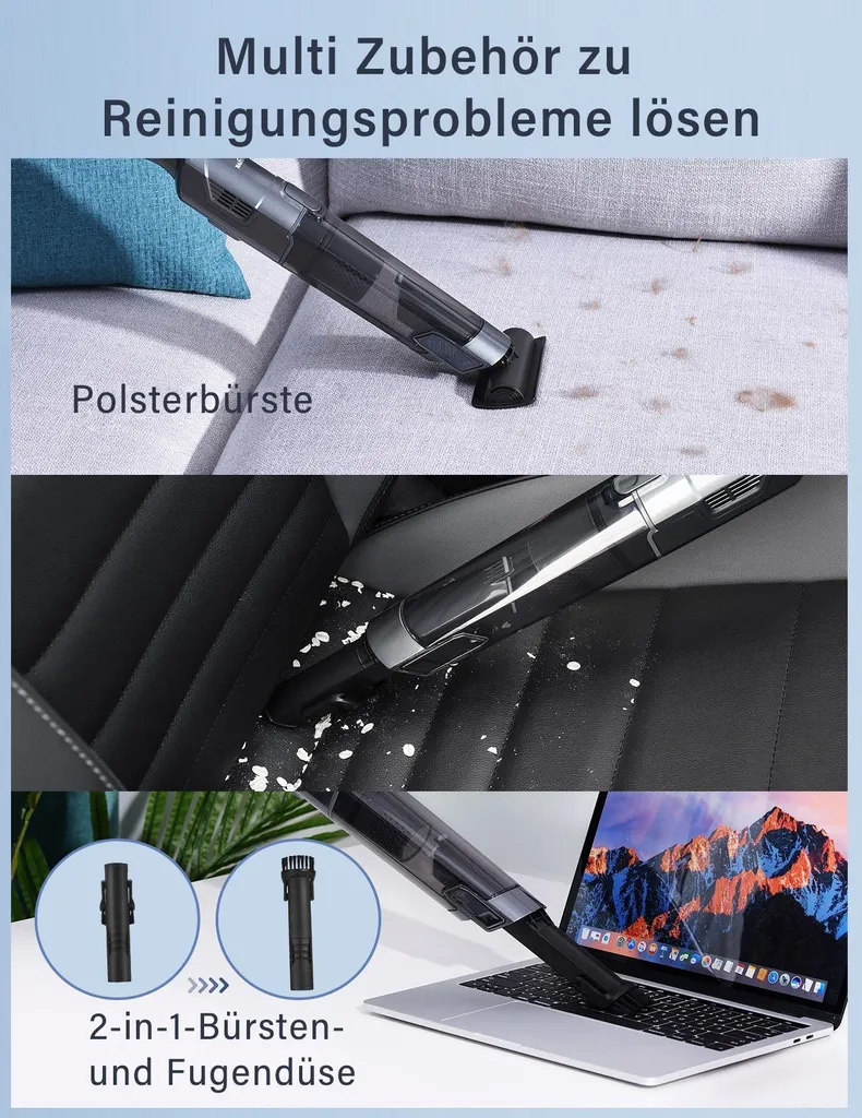 DAYNEE® Handstaubsauger Akku, Kabellos, Beutellos, Akkusauger,Auto Staubsauger,Handsauger, 16000Pa Akku Staubsauger mit Ladestation, bis zu 25 Minuten Laufzeit, inkl. 3 Waschbarer HEPA-Filter für Auto, Tierhaare, Zuhause, Küche DAYNEE® Handstaubsauger Akku, Kabellos, Beutellos, Akkusauger,Auto Staubsauger,Handsauger, 16000Pa Akku Staubsauger Mit Ladestation, Bis Zu 25 Minuten Laufzeit, Inkl. 3 Waschbarer HEPA-Filter Für Auto, Tierhaare, Zuhause, Küche -Reinigungsgeräte Laden 8e30cd54188c85cb0a66d65940bc97bc