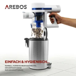 AREBOS Akku Staubsauger, 2-in-1 Hand- Und Bodenstaubsauger, 2 Leistungsstarke Saugmodi, Beutellos, Kabellos Bis Zu 55 Minuten, Mit Wandladestation, Weiß 6 AREBOS Akku Staubsauger, 2-in-1 Hand- Und Bodenstaubsauger, 2 Leistungsstarke Saugmodi, Beutellos, Kabellos Bis Zu 55 Minuten, Mit Wandladestation, Weiß -Reinigungsgeräte Laden 91c7240ee590250a475125a76038a279