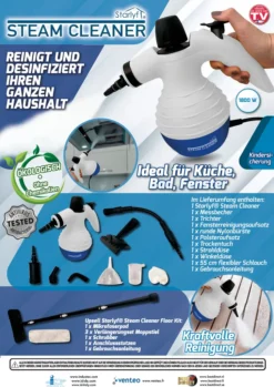 Starlyf® Steam Cleaner, Tragbarer Dampfreiniger, Dampfente, 0,35 L, 1050 W, 2,8 Bar, Weiß -Reinigungsgeräte Laden 9c573ce34e0358a68e3ea3b9ab4aa02b