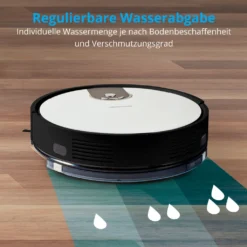 MEDION Saugroboter Mit Wischfunktion Und Zyklon Technologie S20 SW (Alexa App Steuerung, Modell 2021, Extra Flach, Regulierbare Wasserabgabe, Ladestation, Tierhaar Allergiker Optimiert) -Reinigungsgeräte Laden b67a50f7ea5b138b82beb63d5b9348c8