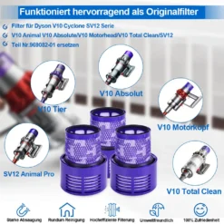Filter Für Dyson V10 SV12, Ersatzfilter Für Dyson Staubsauger V10 SV12 Waschbar Cyclone Animal Absolute Total Clean Vacuum Teile-Nr. -Reinigungsgeräte Laden c27bae81154cca76efbf1dc870a46ffc