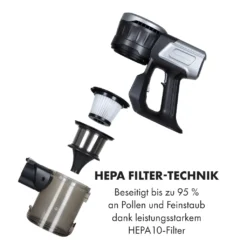 Klarstein Clean Butler 4G Silent Akku-Staubsauger Mit Silent Digital Motor: 160W Mit 80.000 U/min, 0,8 L Behälter, Motorisierte Teppich-Bodendüse, 2 Leistungsstufen, HEPA10-Filter, Anthrazit-silber -Reinigungsgeräte Laden c77f85cf65ebdb64a659098b8e8a1914