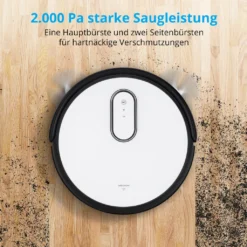 MEDION Saugroboter Mit Absaugstation S40 (2000Pa, Intelligente Navigation, Alexa Roboterstaubsauger Für Hartböden Fliesen Laminat, Teppicherkennung, Tierhaar Optimiert, HEPA14 Filter, Fernbedienung) -Reinigungsgeräte Laden cc93a90ebcd686d92a3e625b62e4f584
