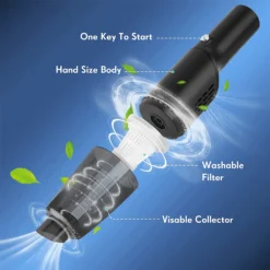 Mini-Staubsauger, Kabelloser Handstaubsauger, 10000 Pa Starke Saugkraft, Tragbarer Auto-Staubsauger, Wiederaufladbar Für Zuhause/Auto/Büro, Nebelblau ,Black -Reinigungsgeräte Laden d688ed45f64b4b28209d41be30ab1929
