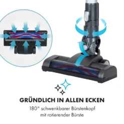Klarstein Clean Butler 4G Silent Akku-Staubsauger Mit Silent Digital Motor: 160W Mit 80.000 U/min, 0,8 L Behälter, Motorisierte Teppich-Bodendüse, 2 Leistungsstufen, HEPA10-Filter, Anthrazit-silber -Reinigungsgeräte Laden e2c1fcd92443034e1c82867aff8545e6