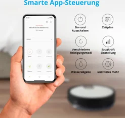 MEDION Saugroboter Mit Wischfunktion Und Zyklon Technologie S20 SW (Alexa App Steuerung, Modell 2021, Extra Flach, Regulierbare Wasserabgabe, Ladestation, Tierhaar Allergiker Optimiert) -Reinigungsgeräte Laden e964c4a41e7f1a008f7048221db4c08f