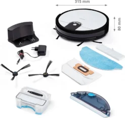 MEDION Saugroboter Mit Wischfunktion Und Zyklon Technologie S20 SW (Alexa App Steuerung, Modell 2021, Extra Flach, Regulierbare Wasserabgabe, Ladestation, Tierhaar Allergiker Optimiert) -Reinigungsgeräte Laden ecf428bebdf6c884a887eaabe2496af2