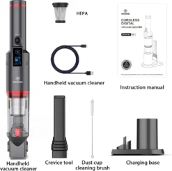 Akku Handstaubsauger, Handsauger Kabellos 13000Pa/100W Tragbar Autostaubsauger Mit Ladestation,für Auto Zuhause Tierhaare,Leichtgewicht Ab 500gr(Schwarz)