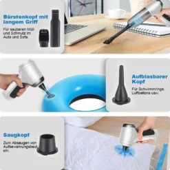 Hikeren 3 In 1 Handstaubsauger Akku, Kabelloser 7,4-V-Li-Ion-Akku-Staubsauger Mit Super-Saugwirkung, Nass- Und Trockensauger, Haus, Auto, Büro, Grau -Reinigungsgeräte Laden f5e5d2e71445019b8437b424395ab115