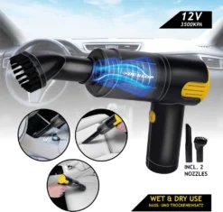 Dunlop Auto Staubsauger - 12V Feuerzeuganschluss - Nass Und Trocken - Fugen- Und Bürstendüse - 3 Meter Kabel - Autozubehör - Schwarz/Gelb -Reinigungsgeräte Laden f745c72f7f8939686d0c874cc000dc0d