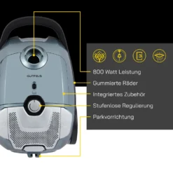 GUTFELS CLEAN 2010 Bodenstaubsauger | 800 Watt Leistung | Integriertes Zubehör | 3 Liter Staubbehälter 4 GUTFELS CLEAN 2010 Bodenstaubsauger | 800 Watt Leistung | Integriertes Zubehör | 3 Liter Staubbehälter -Reinigungsgeräte Laden faa4af2ac4e36bd94cc902e863f5744f